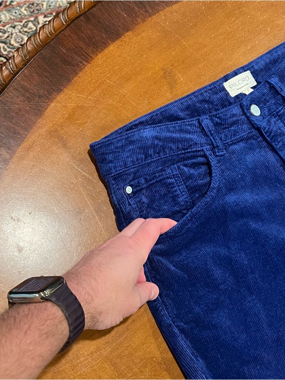 Anthropologie x Pilcro The Yaya Mid-Rise Corduroy Crop Flare Jeans Blue 31 - Picture 8 of 16